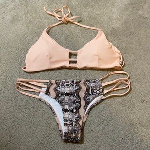 Baby pink snake print bikini from Zaful